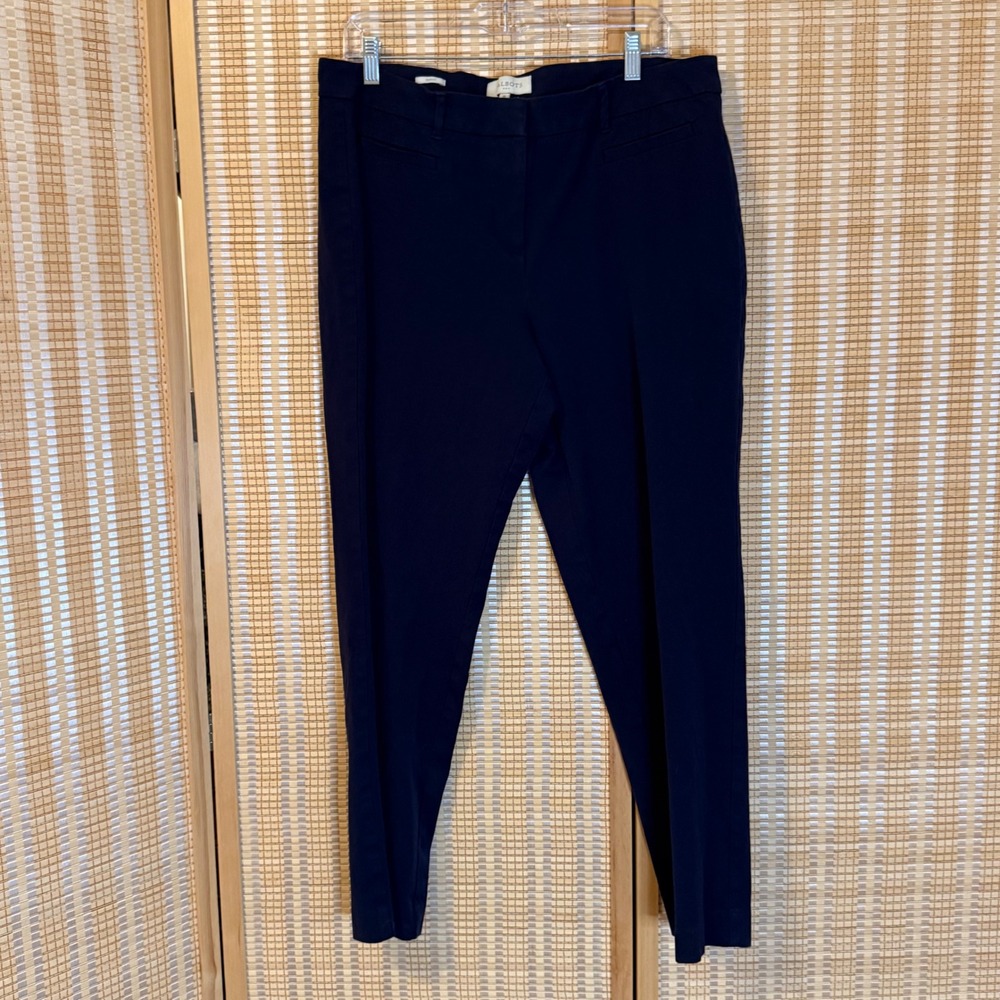 Talbots Navy Blue Curvy Fit Ankle Pants Womens Size 16 Dress Trousers Stretch